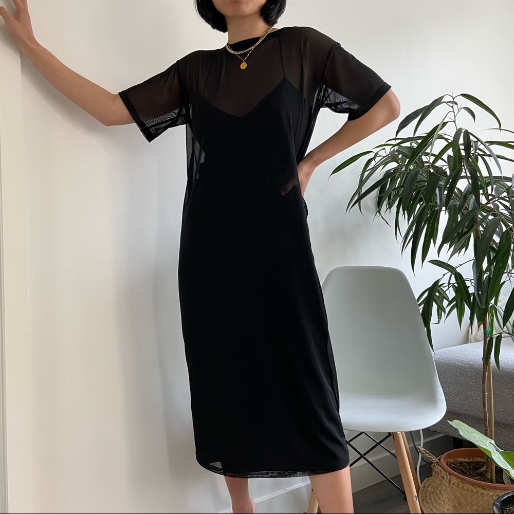Oak + Fort Slip Dress and Mesh Dress